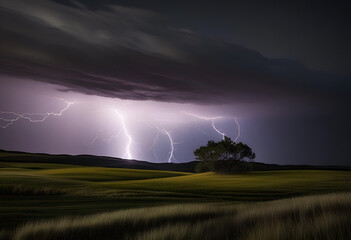 thunder at night in minimal style