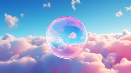 Beautiful floating soap bubbles on natural abstract multicolor background - obrazy, fototapety, plakaty