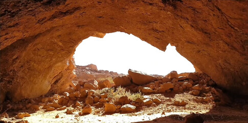 A cave in the rocks in Béchar Province, Algeria