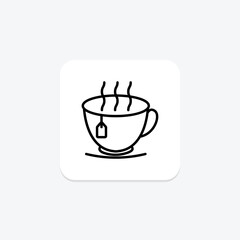 Tea icon, cake, dessert, icon, festive cake line icon, editable vector icon, pixel perfect, illustrator ai file