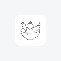 Vegetarian icon, vegetarian options, veggie, veggie options, plant-based thinline icon, editable vector icon, pixel perfect, illustrator ai file