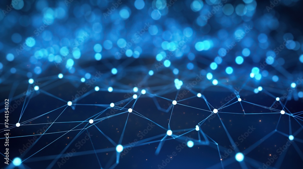 Poster abstract connectivity maps with nodes and connections, embodying virtual networks, suitable for digi