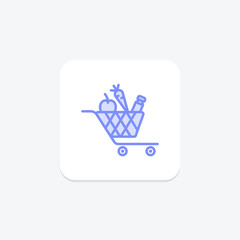 Cart icon, shopping cart, order cart, checkout cart, cart items duotone line icon, editable vector icon, pixel perfect, illustrator ai file