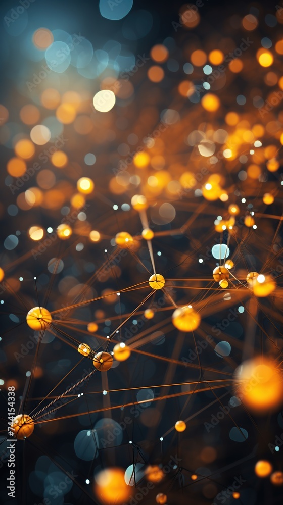 Poster digital connection frameworks with points and interlinks, emblematic of networked communication, per