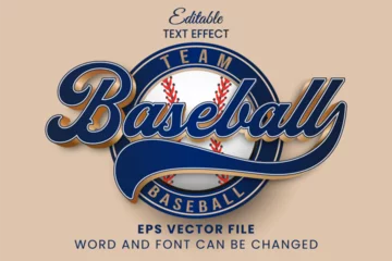  Baseball tournament sport editable text effect © yustika