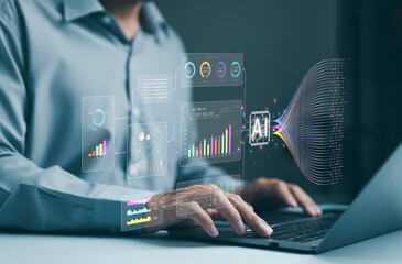 AI artificial intelligence technology to help manage analysis big data and insights complex...