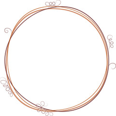 Round wreath made of vine or willow. Easter decor. Spring decoration. illustration isolated on transparent, png