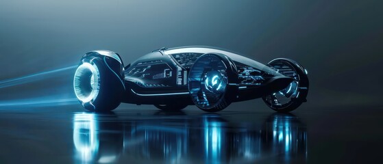 Conceptual sleek future car design in a modern environment