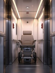 Obraz premium A wheelchair is inside of a room. Generative AI.