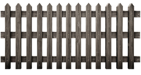 dark Wooden fence on white transparent background, AI-generated (PNG)