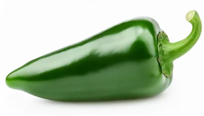 Keuken spatwand met foto jalapeno pepper isolated on white background green chili pepper with clipping path and full depth of field © Ashleigh