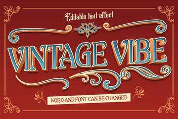 Vintage vibe 3d editable vector text effect
