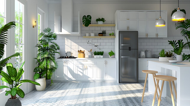 A Kitchen Overflowing With Green Plants