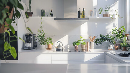 Kitchen Filled With Green Plants