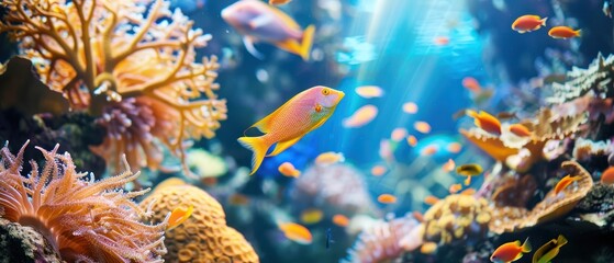 Fototapeta na wymiar Vibrant underwater coral reef with tropical fish