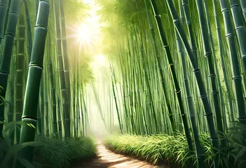Zelfklevend Fotobehang green bamboo forest © Sana