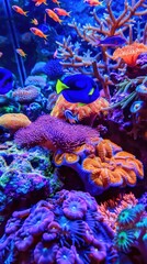 Vibrant underwater coral reef with tropical fish