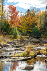 Mauricie, Canada - Oct 08 2022: Picture show the view in the Mauricie national park in colorful autumn