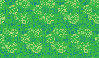 Seamless lines circles pattern. Simple green doodle