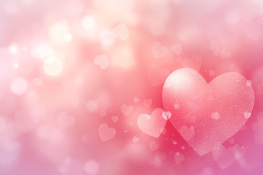 Pink heart shaped vector defocused background, in the style of soft and dreamy, uhd image, subtle color variations, monochromatic color scheme, romantic emotion scenery, love concept.