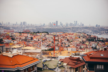Panoramic view of Istanbul seen from the viewpoint at Camlica hill in Istanbul, Turkey. - 744172111