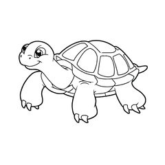 Fototapeta premium Black and white cute cartoon turtle. Coloring book for the children. Vector illustration