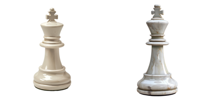 Chess Piece Set Isolated on Transparent or White Background, PNG