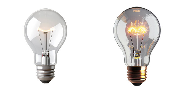Light Bulb Set Isolated on Transparent or White Background, PNG