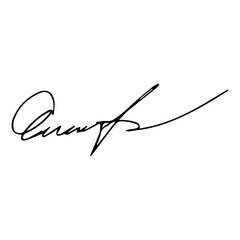 Autograph fictitious, handwritten fake signature. Isolated doodle on white background, vector illustration
