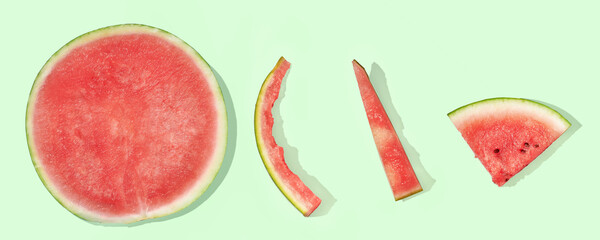 Fresh sliced watermelon on white background