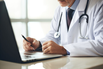 Doctor using a digital tablet, laptop.