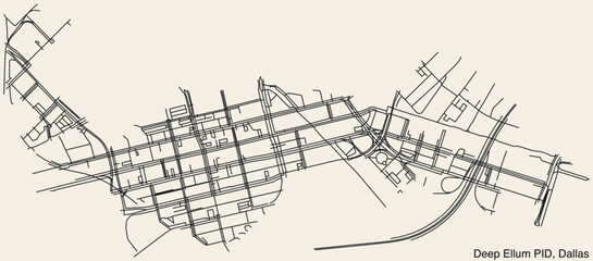 Street roads map of the DEEP ELLUM Public Improvement District neighborhood, DALLAS