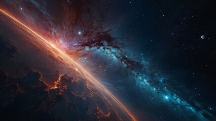 Planet view from space, astronomic galaxy view - obrazy, fototapety, plakaty