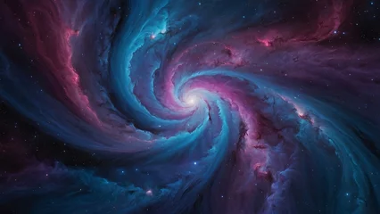 Schilderijen op glas Abstract cosmic, space spiral background. Blue and purple background. © Kacper
