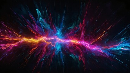 Colorful energy. Abstract blue, red, pink, purple, energy waves on  dark background.