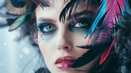young woman with creative makeup and glamour