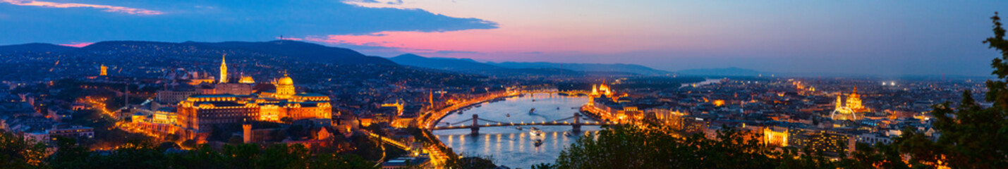 Budapest cityscape panorama at sunset