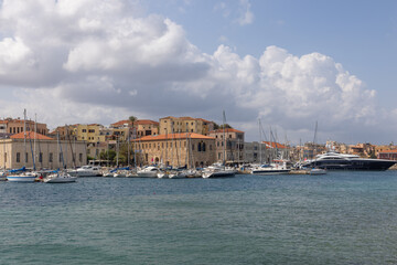 Fototapeta na wymiar Port of Chania on the island of Crete in summer
