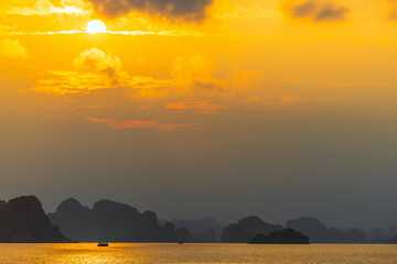 Sunset in Halong Bay Vietnam