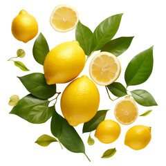 fruit - Tropical. Delicious lemons with leaves