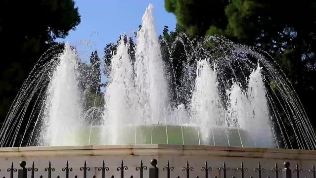 Congress Center Building Zappeion Historic buildings and fountain Athens Greece.