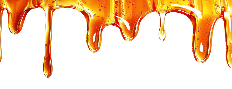 Maple syrup dripping over isolated white transparent background