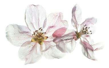 A Graceful Representation of Apple Blossoms Isolated on Transparent Background.