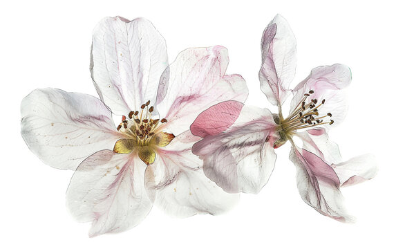 A Graceful Representation of Apple Blossoms Isolated on Transparent Background.