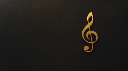Treble clef on a black background with golden texture