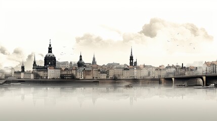 The ancient city of Dresden, Germany. Historical and cultural center of Europe, illustration, travel in Europe concept