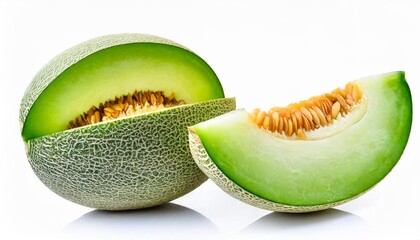 green melon isolated on white clipping path