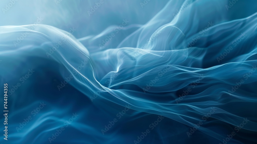 Poster captivating swirls of teal fabric create an abstract masterpiece, evoking the calming essence of nat