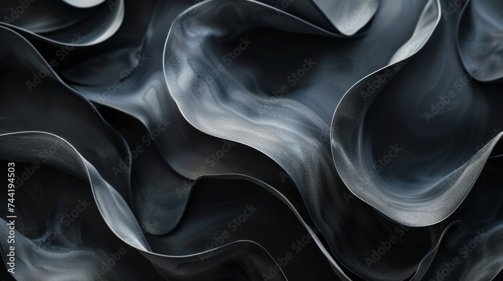 Aufkleber An enigmatic blend of fluid curves and monochromatic hues create a mesmerizing abstract masterpiece, inviting the viewer to lose themselves in its hypnotic patterns