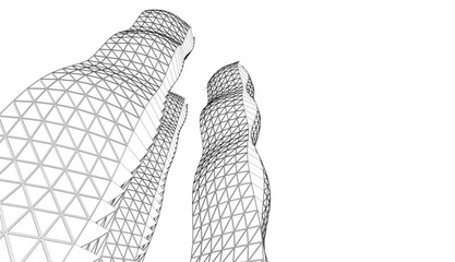 architecture building vector 3d drawing